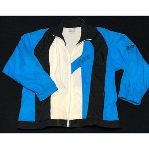 Vintage 80s Adidas Trefoil Logo Track Jacket Size XL Black Turquoise Full Zip